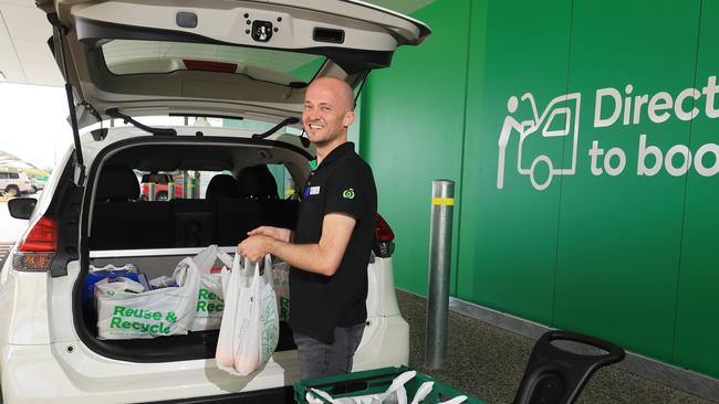 Online team member Matt Berkery delivers groceries to a customer's car using the Direct to Boot service. Picture: Brendan Radke