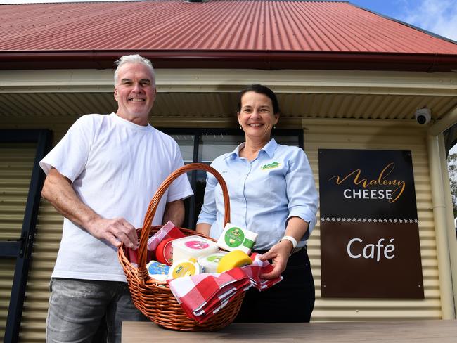 Buy Australian helps local families like those of Maleny Cheese Factory head cheese maker Iain Brymer and business owner Sara Bucher who were closed for nine months. Picture: Supplied