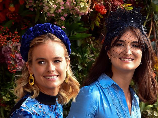 Cressida Bonas, on left, at the wedding of Princess Eugenie. Picture: AFP