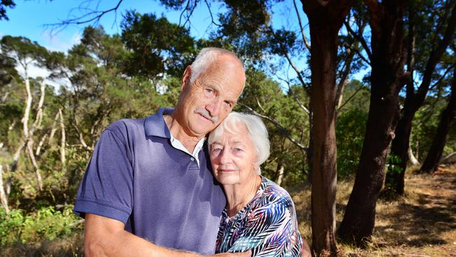 Will and Valerie Palmer retired 18 months ago and have felt the impact of their super balance drop. Picture: Nicki Connolly