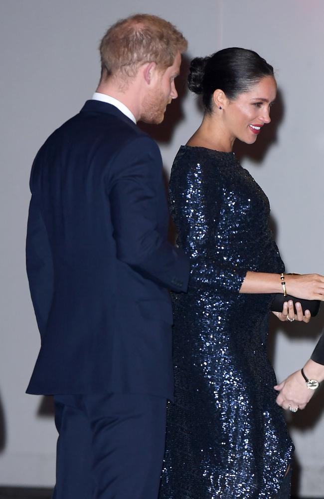 LONDON, ENGLAND - JANUARY 16: Prince Harry, Duke of Sussex and Meghan, Duchess of Sussex attend the Cirque du Soleil Premiere Of "TOTEM" at Royal Albert Hall on January 16, 2019 in London, England. (Photo by Karwai Tang/WireImage)