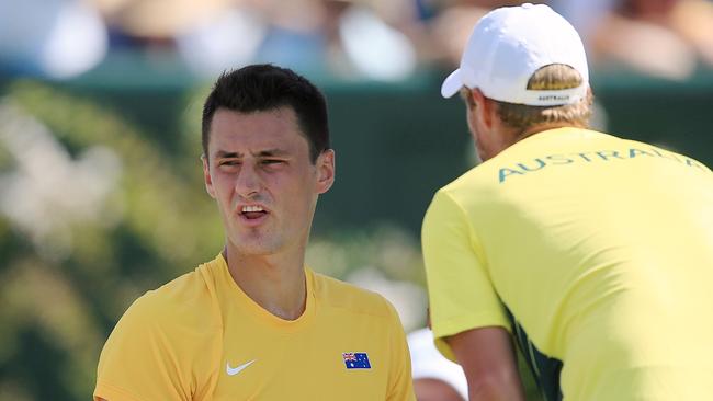 Bernard Tomic went on a Kyrgios rant during a Davis Cup tie. Picture: Wayne Ludbey