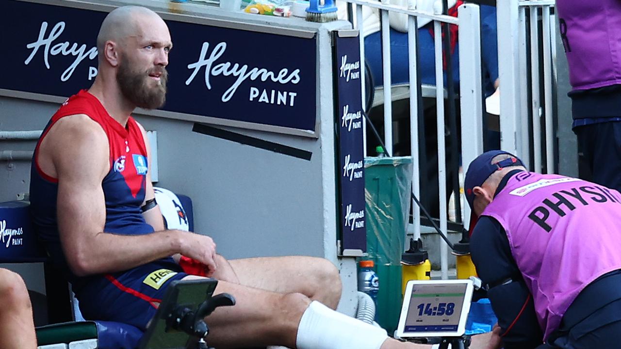 Melbourne captain Max Gawn is a step closer to his wish to return against Fremantle on Sunday. Picture: Graham Denholm / Getty Images