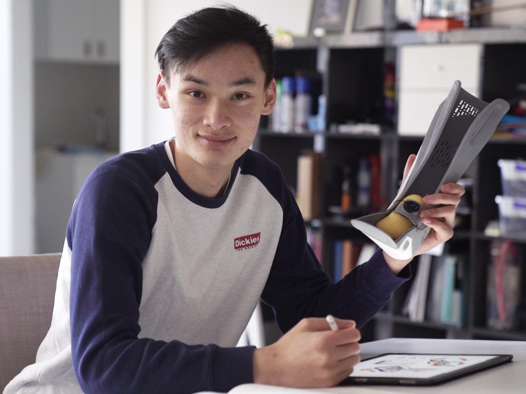 Melbourne industrial design graduate Aaron Nguyen won the Australian James Dyson Award for his creation that could help kids with a rare form of paraplegia. Picture: Supplied