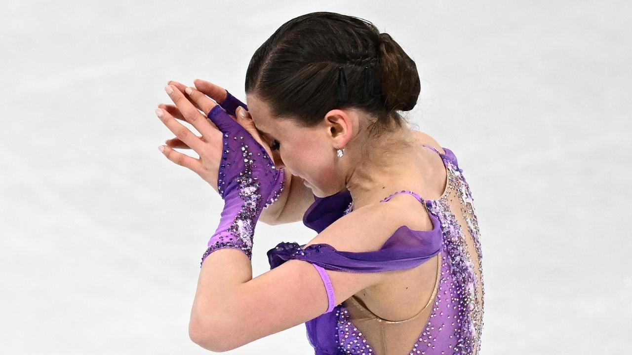 NBC’s figure skating broadcast team were virtually silent during Kamila Valieva’s performance. Picture: Anne-Christine Poujoulat / AFP