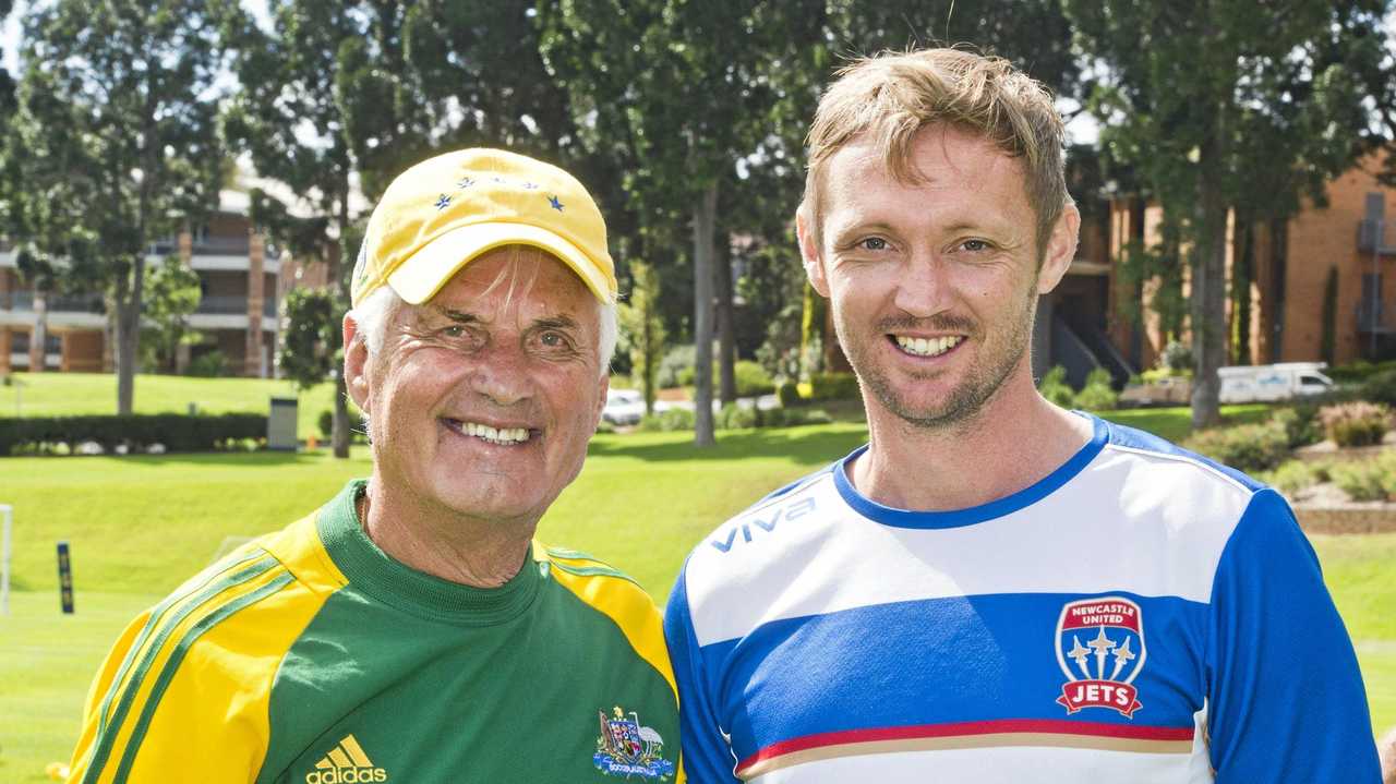 ELITE COACHES: Former Socceroos coach Rale Rasic (left) and Newcastle Jets technical director Mike Cooper are part of the team conducting Toowoomba Grammar School's pre-season clinic this week. Grammar use the clinic as preparation for their GPS campaign. Picture: Nev Madsen