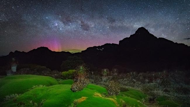 The South-West of Tasmania, including the Tasmanian Wilderness World Heritage Area, has extraordinary night skies, as this image by Luke Tscharke Photography captures, with the photographer astonished by the coloured lights.