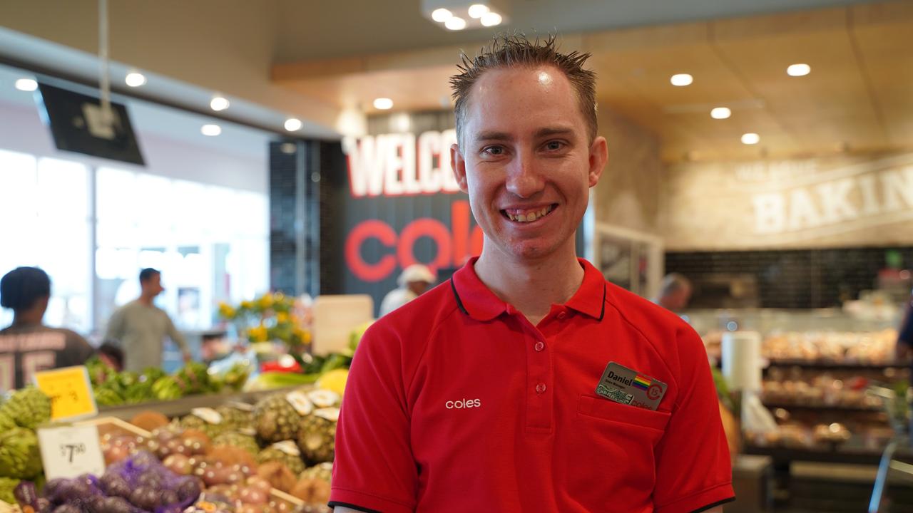 Andergrove Coles store manager Daniel Ryan on opening day, Saturday, July 17, 2021. Mr Ryan says the day feels really exciting after waiting months in anticipation. He says the store was able to provide employment for 87 new members to Coles including 17 Indigenous candidates. 'A lot of the team, it's their first job for them,' he says. Mr Ryan says he's also proud the store is able to team with Mackay District Special School, giving them $5000 as part of the Stephanie Alexander Kitchen Garden program and also with Neighbourhood Hub, gifting $2000 as part of Second Bites. Picture: Heidi Petith