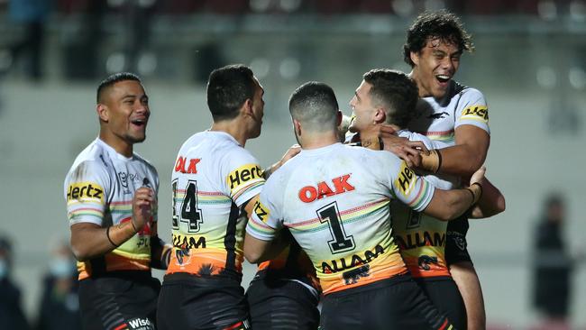 The Panthers are flying high on top of the NRL ladder after Round 12. Picture: Getty Images.