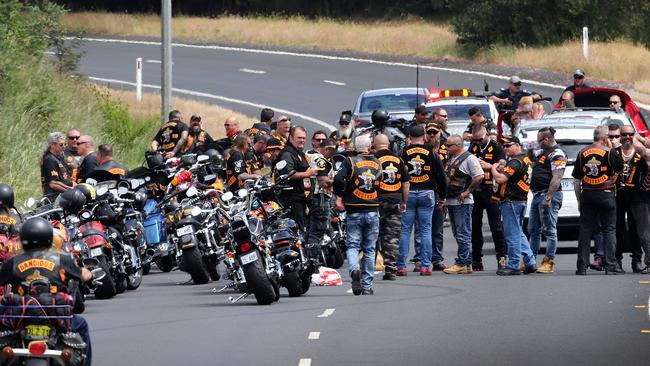 This is how we are used to seeing bikies — but new recruits may not even know how to ride a motorbike. Picture: Chris Kidd