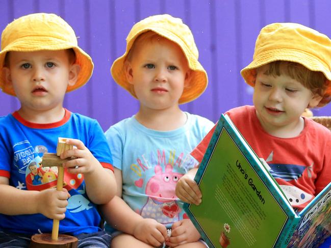 Education trend involving Pre-Kindy programs where 2-3 year olds are getting taught by highly qualified teachers so they can better transition to school settings. It's done successfully in other parts of the world.2 year old students (left to right)  Quinn Dearness black shirt  2, Arie Nobel 2, Georgia McPhee , Edwin Brooks, Eloise Kelly , Sacha Holmes, Pic Jamie Hanson