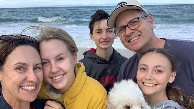 The Stolberg family - parents Ryan and Theresa with Tyla, Liam and Toby.