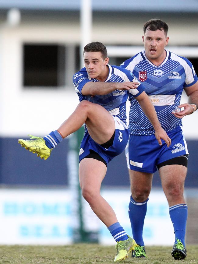 Tugun Seahawks (blue) vs. Southport Tigers at Tugun. A Grade. Tahne Robinson. 6 June 2021 Tugun Picture by Richard Gosling