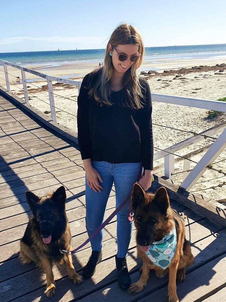 Renee Smith with her dogs. Picture: Supplied