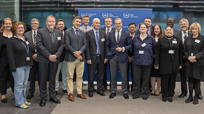 Professor Wilson-Wilde, fifth from right, next to Professor Nic Daeid, sixth from right, at a meeting of the International Criminal Court’s scientific advisory board in The Hague in 2018.