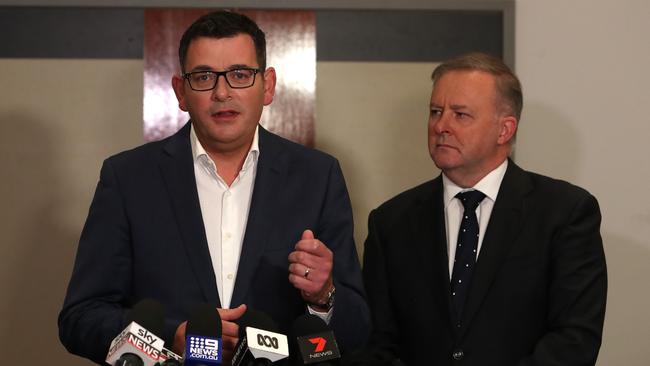 Victorian Premier Daniel Andrews and Anthony Albanese. Picture: Kym Smith