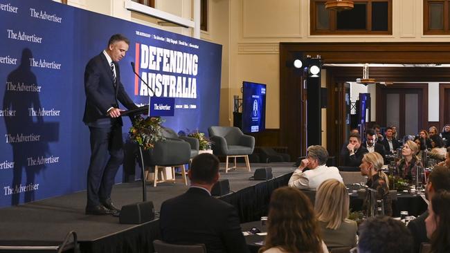 Premier Peter Malinauskas delivers the keynote address at the Defending Australia Conference at Old Parliament House in Canberra. Picture: Martin Ollman