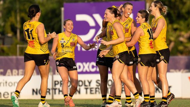 Nightcliff Tigers shutdown Southern Districts allowing just one point in its Round 9 victory. Picture: Jack Riddiford / AFLNT Media.