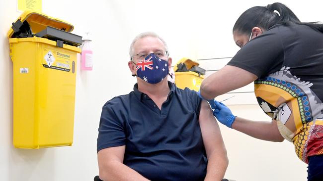 Prime Minister Scott Morrison received his Covid-19 booster shot earlier this month, and is calling on Australians to do the same. Picture: NCA NewsWire / Jeremy Piper