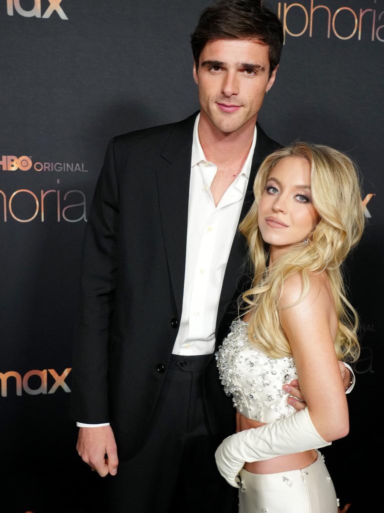 Jacob Elordi and co-star Sydney Sweeney. Picture: Jeff Kravitz/FilmMagic for HBO