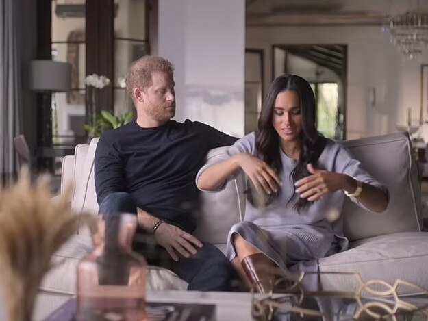 Viewers got a glimpse of Prince Harry and Meghan Markle’s Montecito mansion in their Netflix docuseries. Picture: Netflix