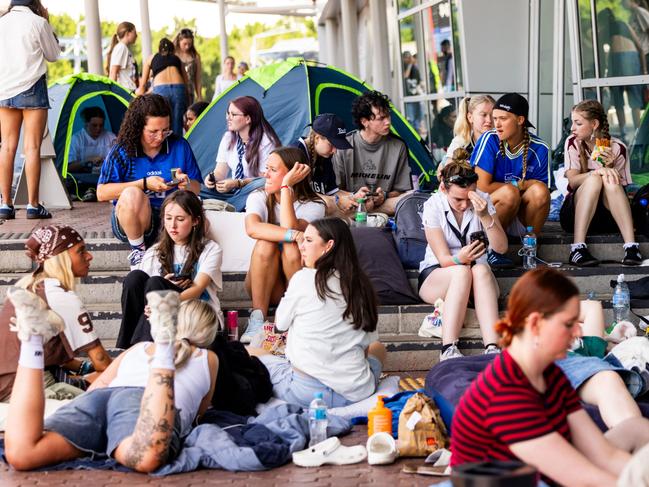 SYDNEY, AUSTRALIA - NewsWire Photos - FEBRUARY, 2025: Billie Eilish fans camped out ahead of her Sydney concert at Qudos Bank Arena.Picture: NewsWire / BEN SYMONS