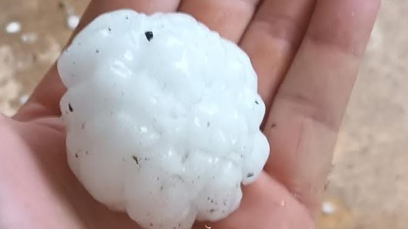 Hail at Anderleigh near Gympie. Picture: Chris Stewart/Facebook.