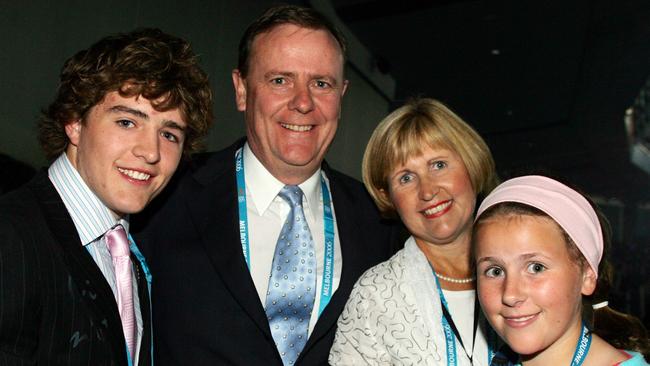 Seb with his father former Federal Treasurer Peter Costello, mother Tanya and sister Phoebe in 2006