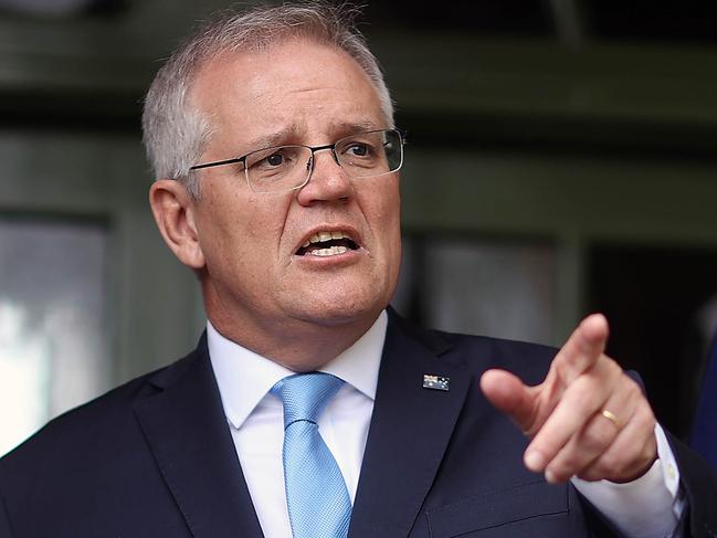 CANBERRA, AUSTRALIA NewsWire Photos OCTOBER, 01 2021:  Prime Minister Scott Morrison spoke to the media at a press conference at The Lodge in Canberra.Picture: NCA NewsWire / Gary Ramage