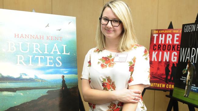 Author Hannah Kent with her book Burial Rites. Picture: John Appleyard