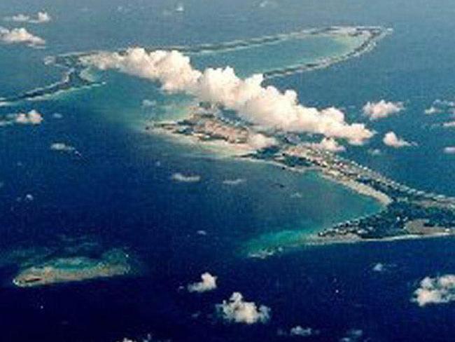 An aerial view of Diego Garcia in 2000.