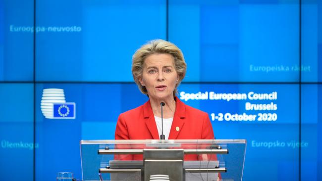 European Commission President Ursula von der Leyen announced legal action against Britain. Picture: AFP