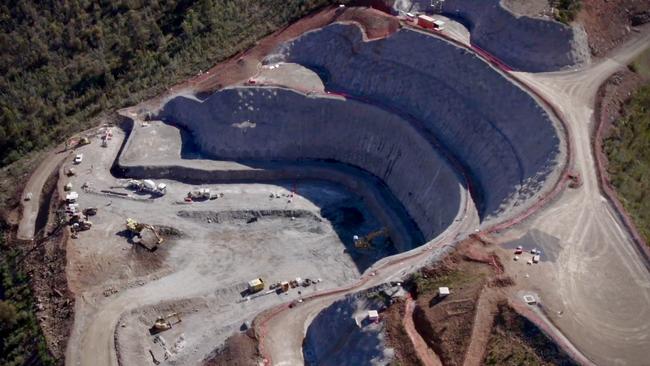 An aerial view of earth and rock moved for the Talbingo intake.