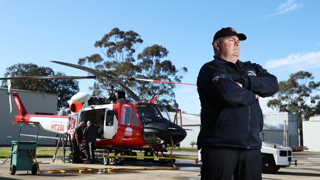 Waterbomber aircrew officer Geoff Janson at Bankstown Airport in Sydney's west. Picture: John Feder