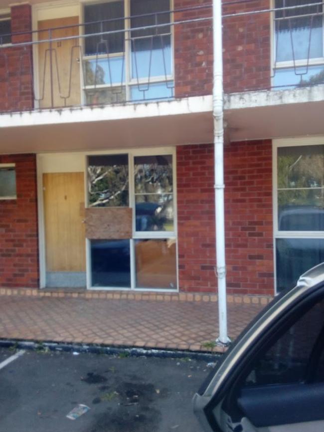 The rough exterior of one of the rooms at the The Grandstand Hotel at Warwick Farm