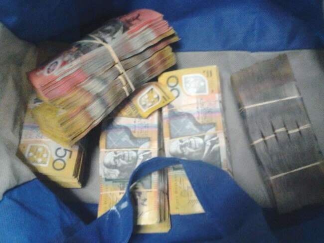 Bundles of cash found at Battah’s St Clair address following his arrest over the drive-by shooting. Photo: NSW Police.