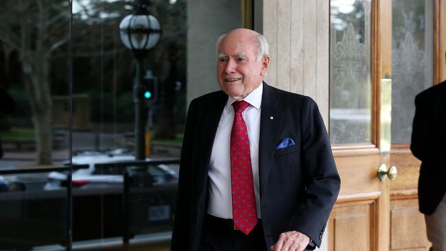 John Howard is undeclared publicly on whether women should be allowed to join the Australian Club in Sydney, as is a fellow member of that club and the country’s most elite club, that of former prime ministers, Malcolm Turnbull. Howard is seen leaving the Australian. Picture: Jane Dempster / The Australian