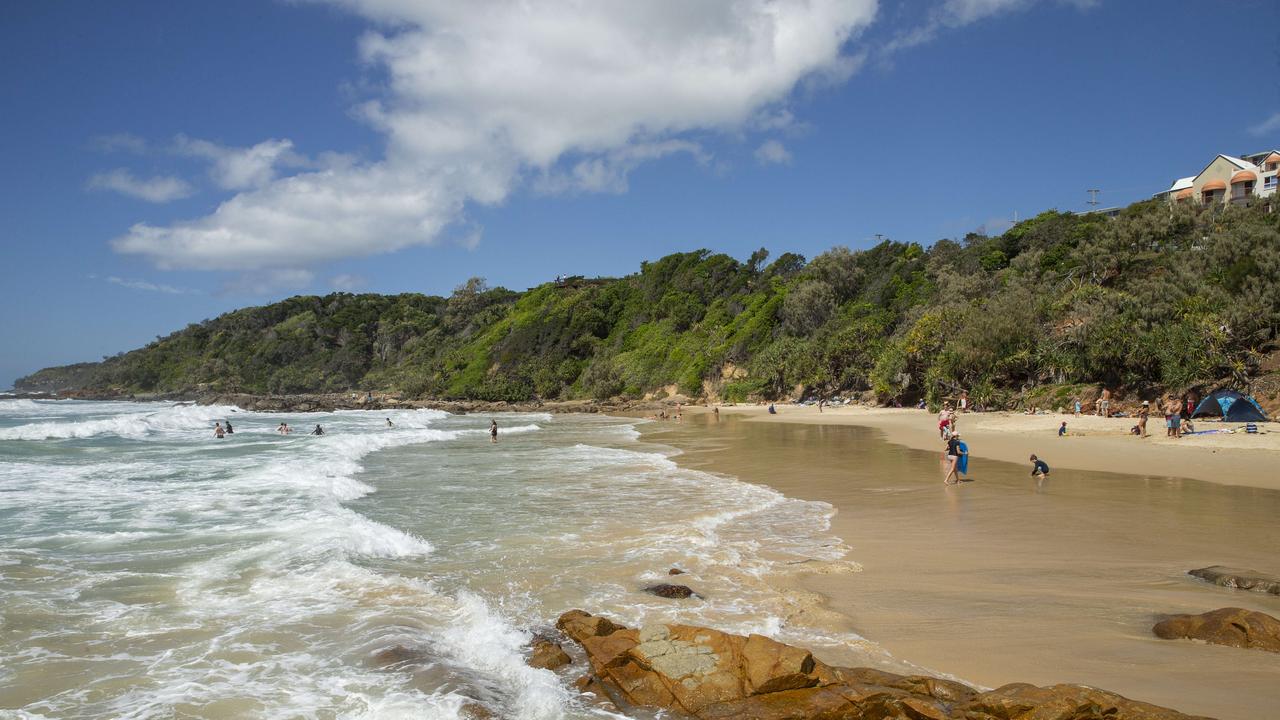 The secluded beach at First Bay, Coolum Beach where a man’s indecent act was allegedly caught on camera. Photo Lachie Millard/File