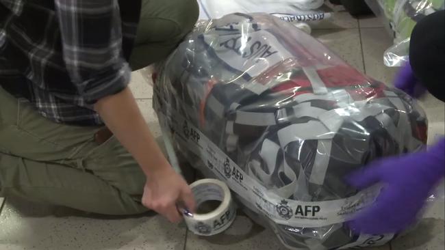 The bags were later found to contain approximately 38 kilograms of methamphetamine. Picture: AFP