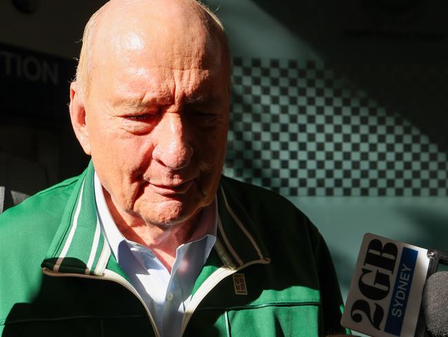 SYDNEY, AUSTRALIA - NewsWire Photos - November 18, 2024: Alan Jones pictured as he leaves Day St Police Station, in Sydney. Alan Jones has been charged by police over allegations the radio broadcaster and former Wallabies coach indecently assaulted, groped or inappropriately touched young men spanning two decades. Picture: NewsWire / Dylan Coker