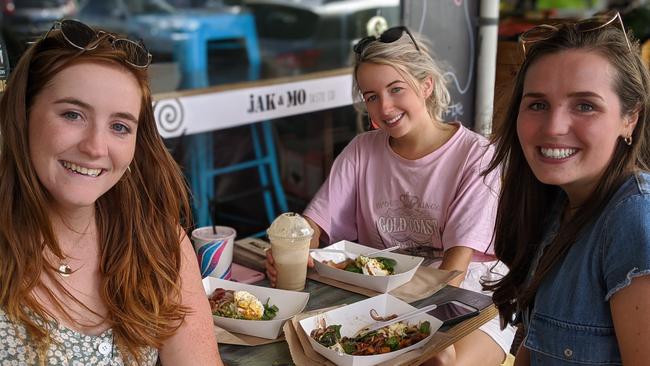 BRUNCH TIME: Una Whelan, Ruth Flood and Mikaila Greenan finally got to try a cafe they’d been eager to dine at. Photo: Ebony Graveur