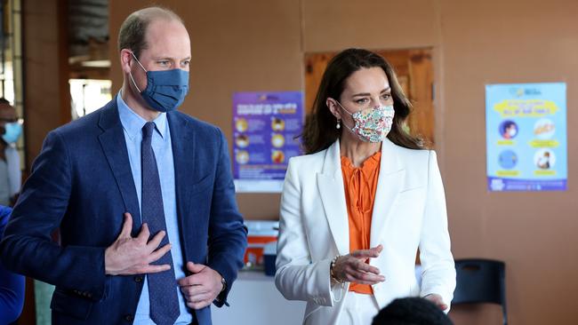 Duke of Cambridge and Duchess of Cambridge during a visit to Spanish Town Hospital. Picture: Getty Images