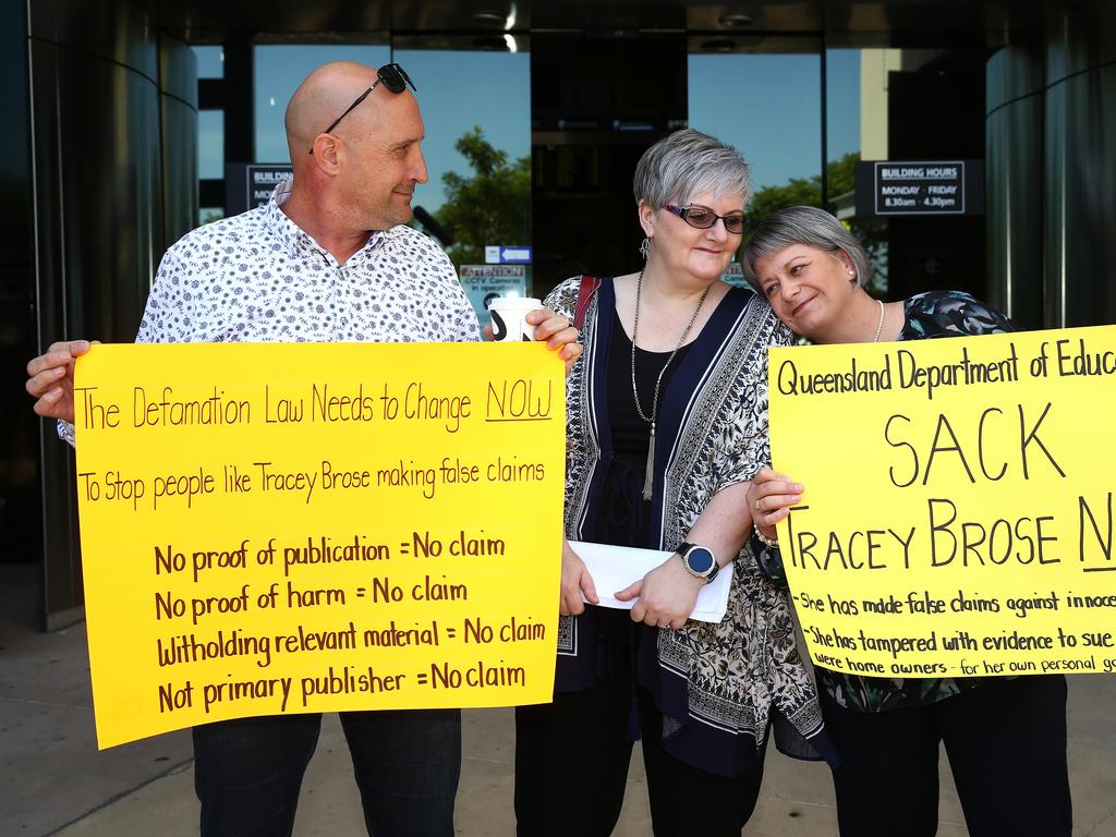 Donna and Miguel Baluskas make a statement outside court. Pics Adam Head