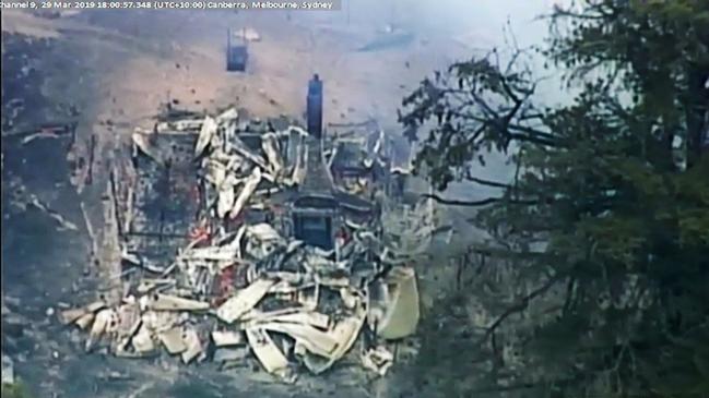 A property destroyed by fire at Bunkers Hill, near Ballarat.