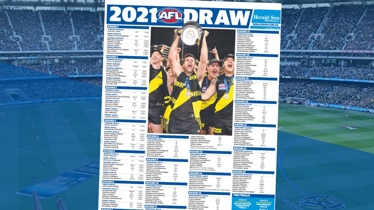 AFL 2021 Footy fixture poster download NT News
