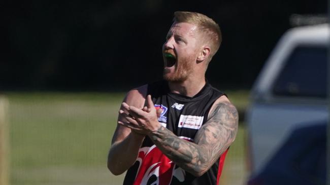 Peter Mawson celebrates a goal. Picture: Valeriu Campan