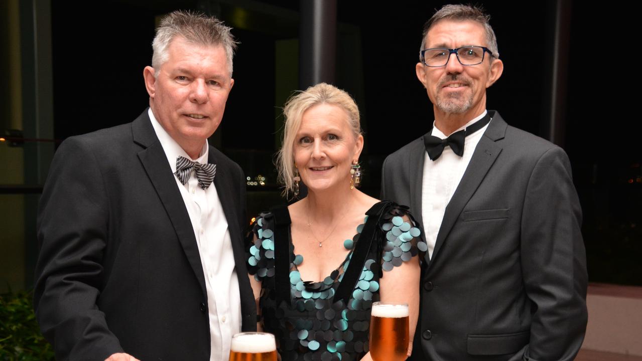 The 2024 FNQ Salvos Champs Ruby Ball at Cairns Convention Centre: Dennis and Fiona Oliver, and Steve Lockyear. Picture: Bronwyn Farr