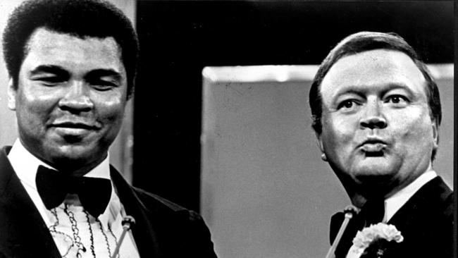 Former world heavyweight boxing champion Muhammad Ali (L) with host Bert Newton at 1979 TV Week Logie Awards. Boxing