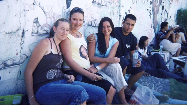 Katrina Richards, Alyth Jeffers (nee McComb) and James Kisina visiting Schapelle Corby in jail for the first time. Picture: Supplied.