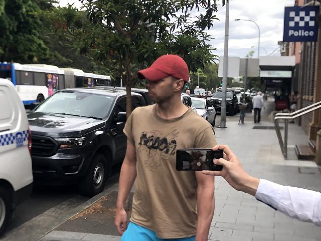 Timothy Deramore Denver, 37, outside Manly Local Court where he faces charges he sexually touched a teenage girl and filmed and stalked her and two other girls at a northern beaches shopping mall. Picture: Jim O'Rourke